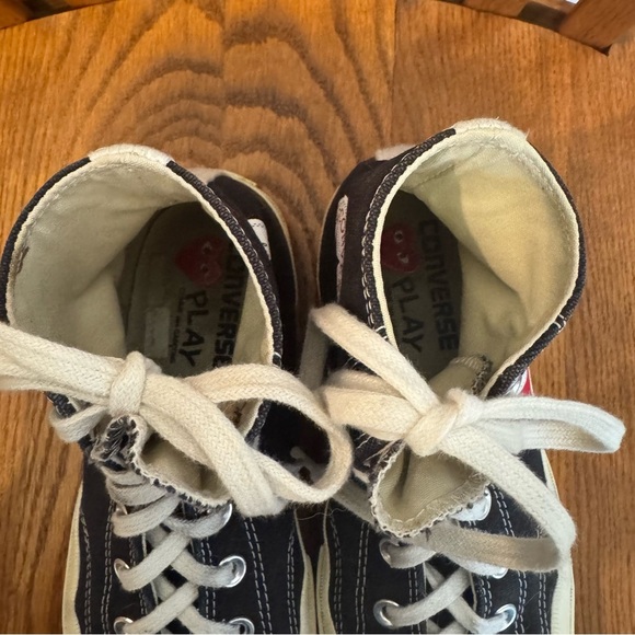 Black Comme des Garcons Play Converse Black Off White Sneakers Men’s 6 Women’s 8 - Picture 6 of 11
